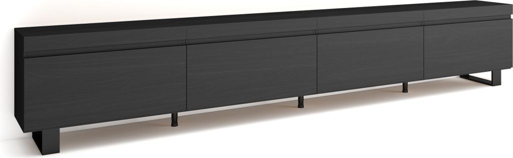 TV-Schrank, Lowboard, 320x35x57 cm, Für großformatiges TV, Industriedesign, Schwarz