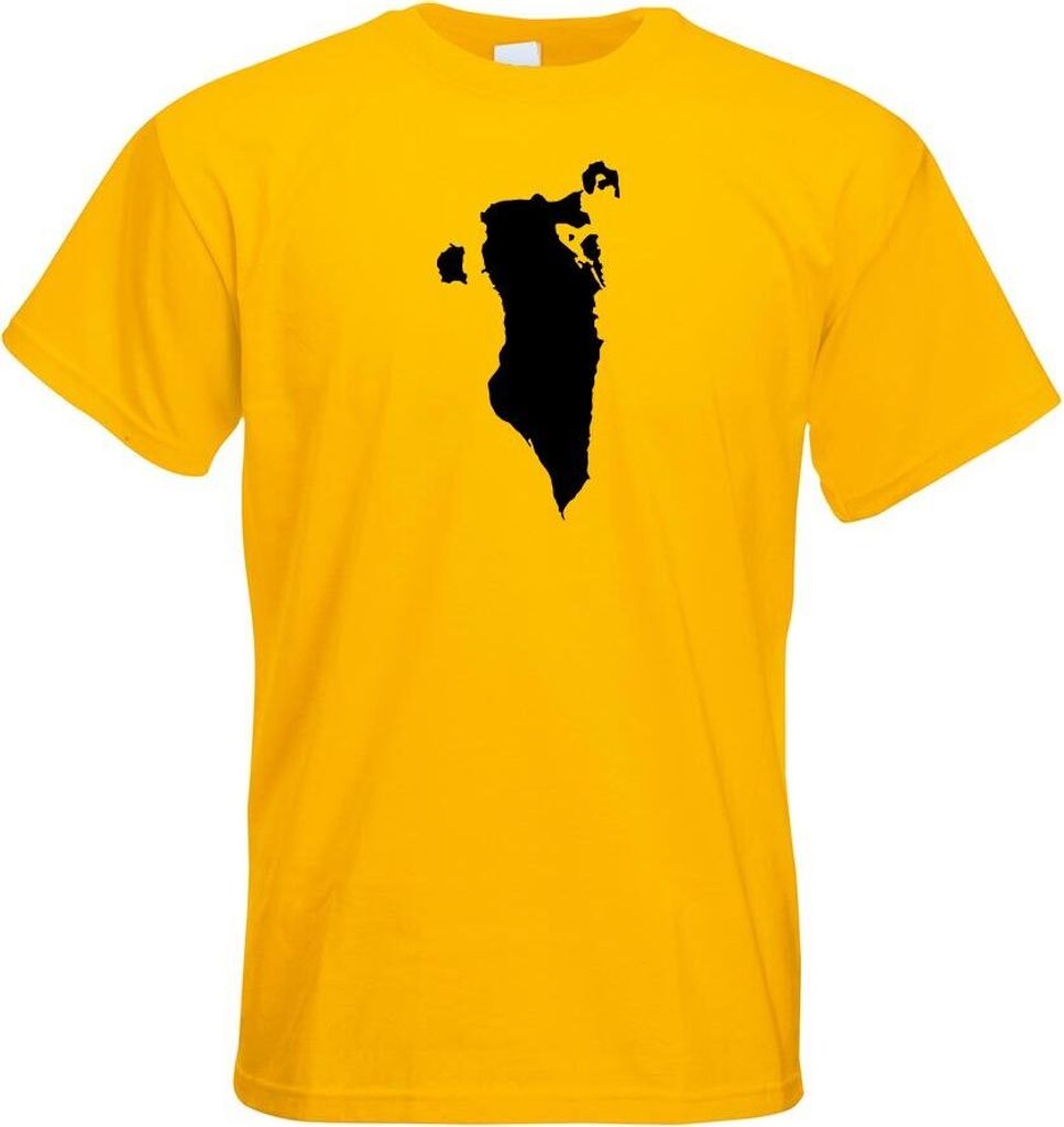 Kiwistar - T-Shirt - gelb - Bahrain Umriss Kontur Herren Funshirt Bedruckt Design Sprüche Spruch Motive - mit Motiv Bedruckt - Funshirt Design - S...
