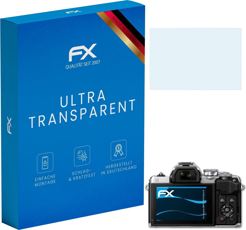 atFoliX FX-Clear 3x Schutzfolie kompatibel mit Olympus OM-D E-M10 Mark IV Displayschutzfolie