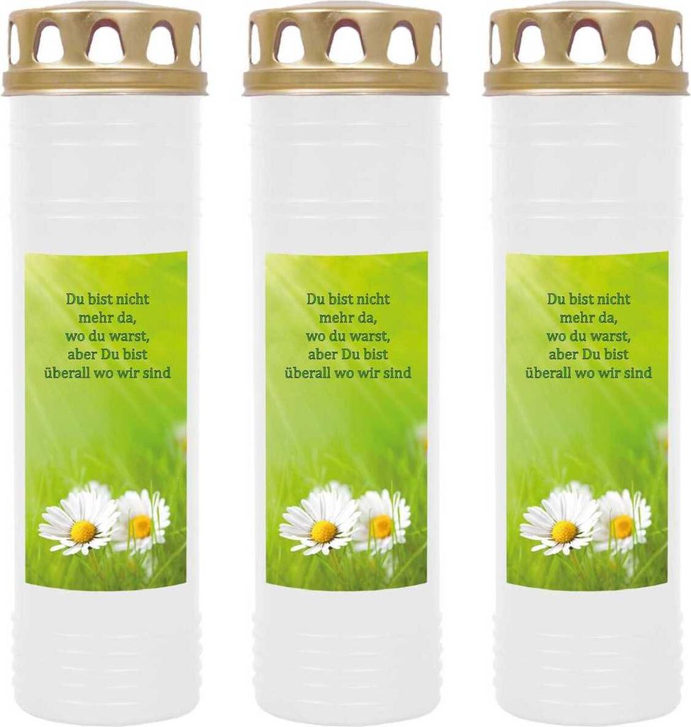 Bougie funéraire - Pack de 3 - Blanc 170h ( couvercle or ) Image du produit 