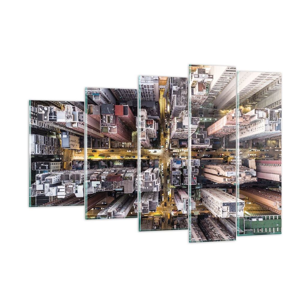 Bilder auf glas - 5 Teile - Metropole Luftaufnahmen Straße - 150x100cm - Glasbilder - Wandbilder - Bilder - Wanddekoration aus Glas - Glas Bilder ...