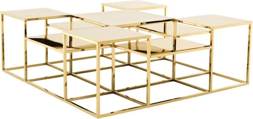 Casa Padrino Luxus Couchtisch / Wohnzimmertisch Gold 120 x 120 x H. 42 cm - Designer Wohnzimmermöbel