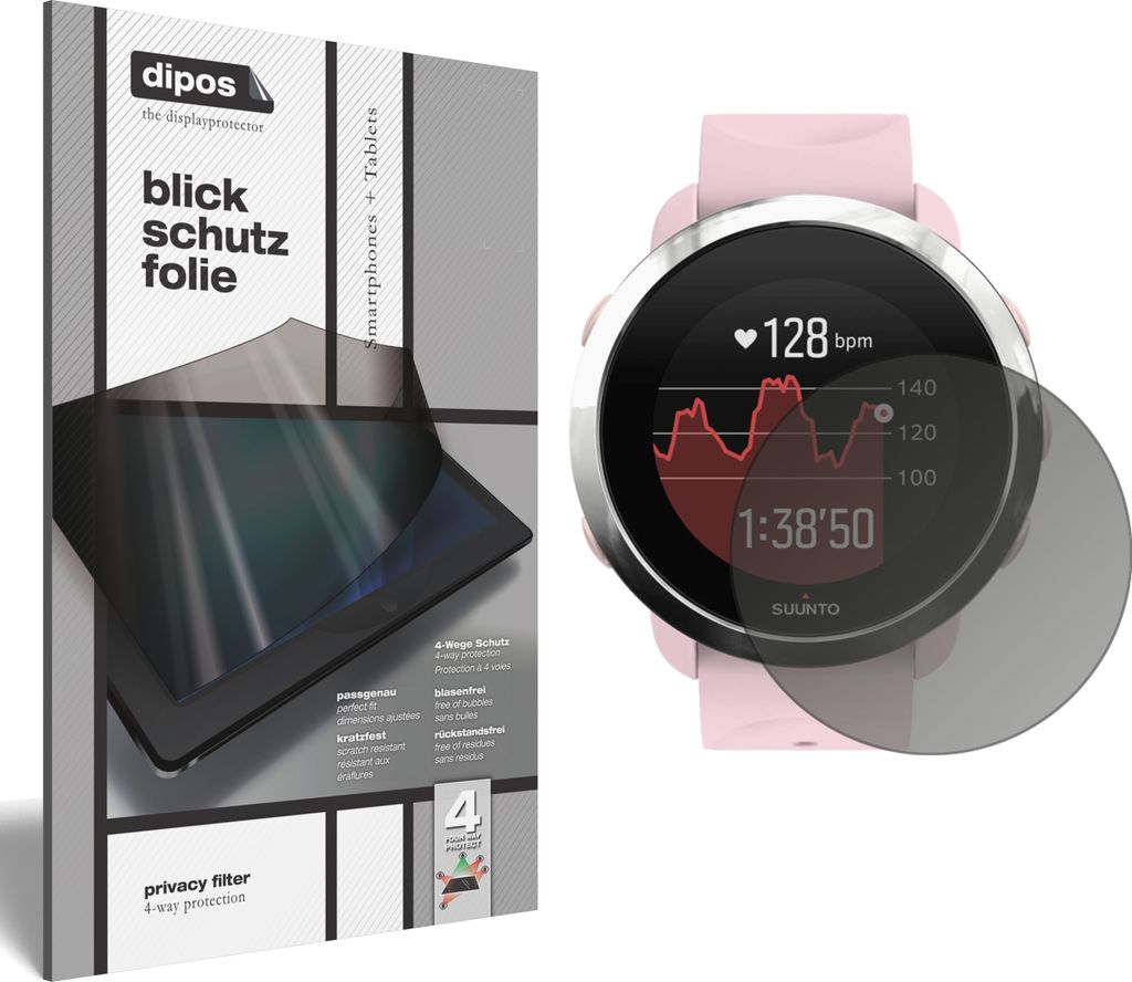 Blickschutzfolie für Suunto 3 Fitness matt Schutzfolie Folie Display Schutz dipos