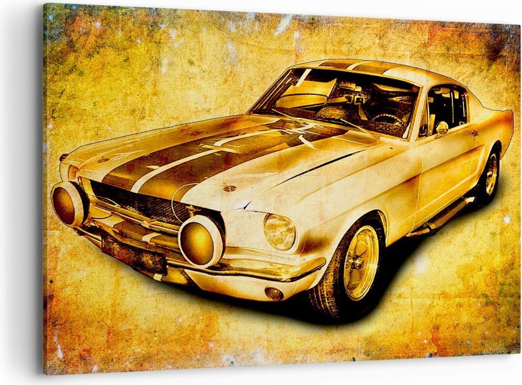 Bild auf Leinwand - Leinwandbild - Auto klassisch Geschwindigkeit Sammler - 100x70cm - Wand Bild - Wanddeko - Leinwanddruck - Bilder - Kunstdruck -...