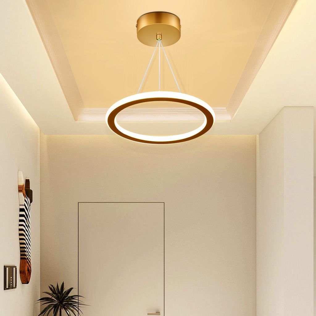 LED Pendelleuchte Esstisch Hängelampe, Hängeleuchte Gold Esstischlampe, Ring Hängeleuchte, 16W Pendellampe für Esszimmer Wohnzimmer Küche | Warmweiß