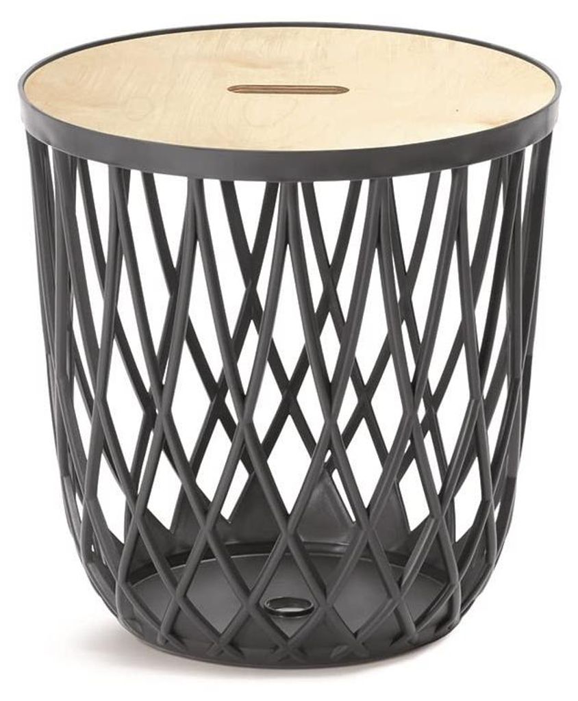 Beistelltisch, Korbtisch 55L (Ø 45cm), Anthrazit Produktbild 