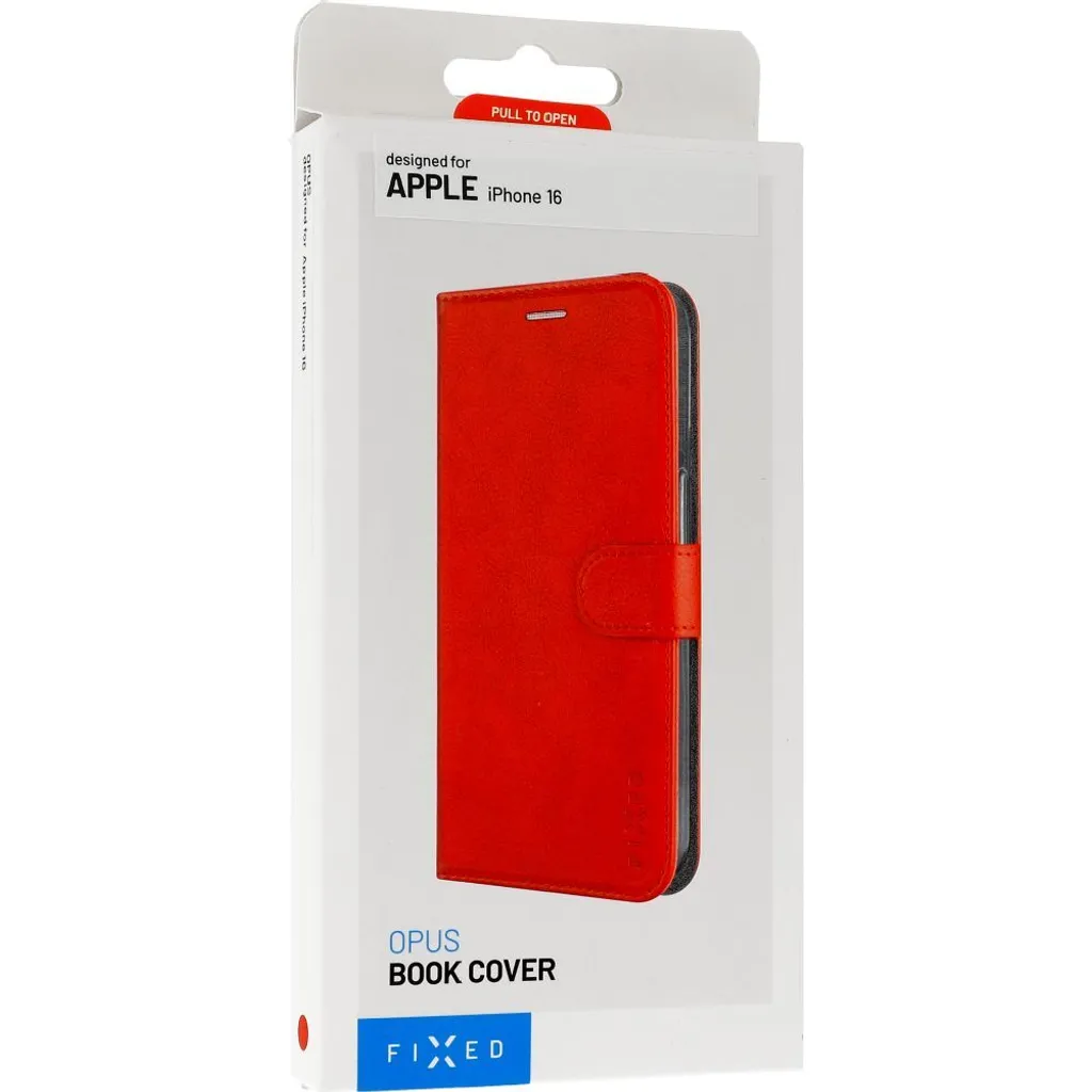Étui iPhone 16 Fixed Book Case Opus Rouge - Protection Cuir Synthétique