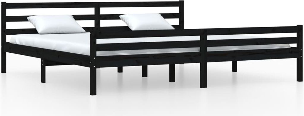Massivholzbett Schwarz 200x200 cm