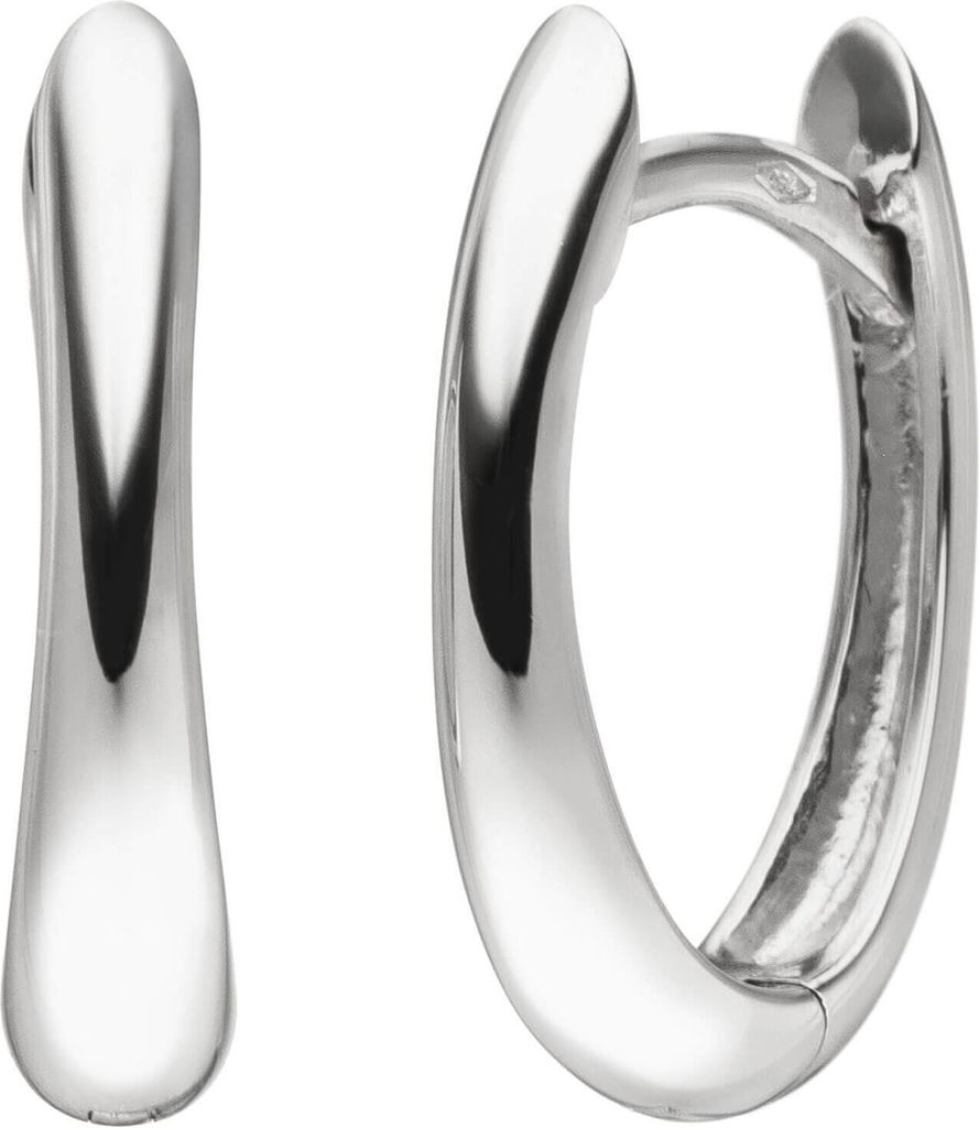 Paar Creolen 18x3,8mm aus 750 Gold Weißgold Ohrringe oval schlicht glänzend