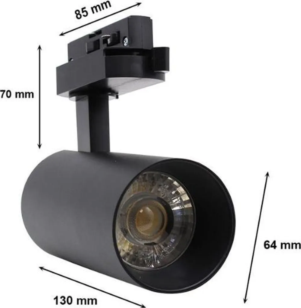Projecteur LED Rail Triphasé Noir 20W CCT Orientable - Pack de 20 - 2