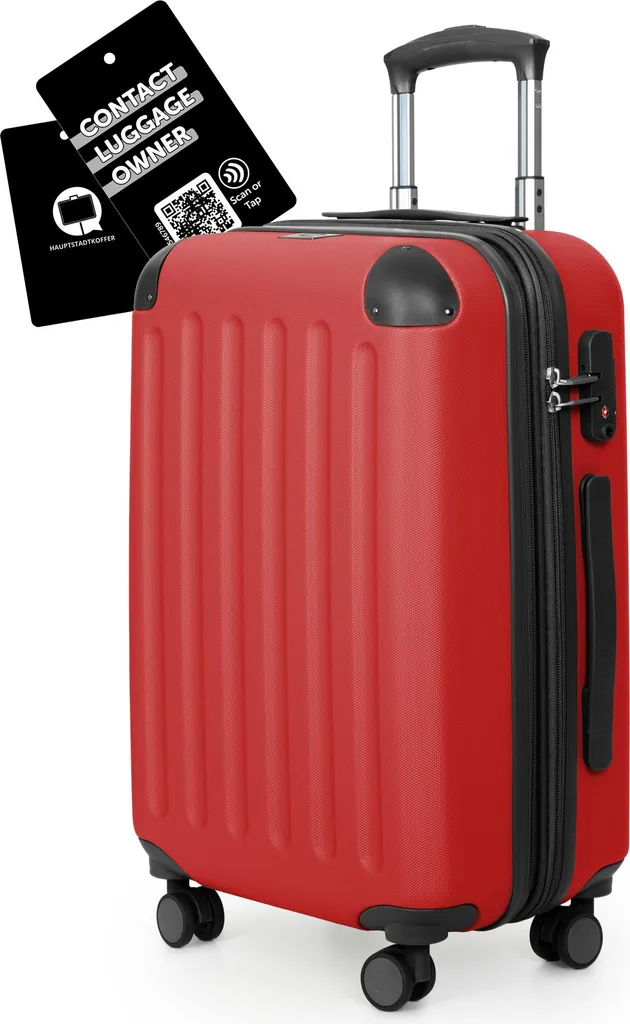 Trolley Cabina Spree Rosso: Valigia Rigida 55cm con Etichetta Digital