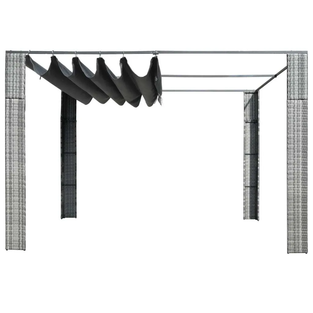 Pavillon de Jardin 3x3m Gris : Protection Solaire et Pluie en Rotin