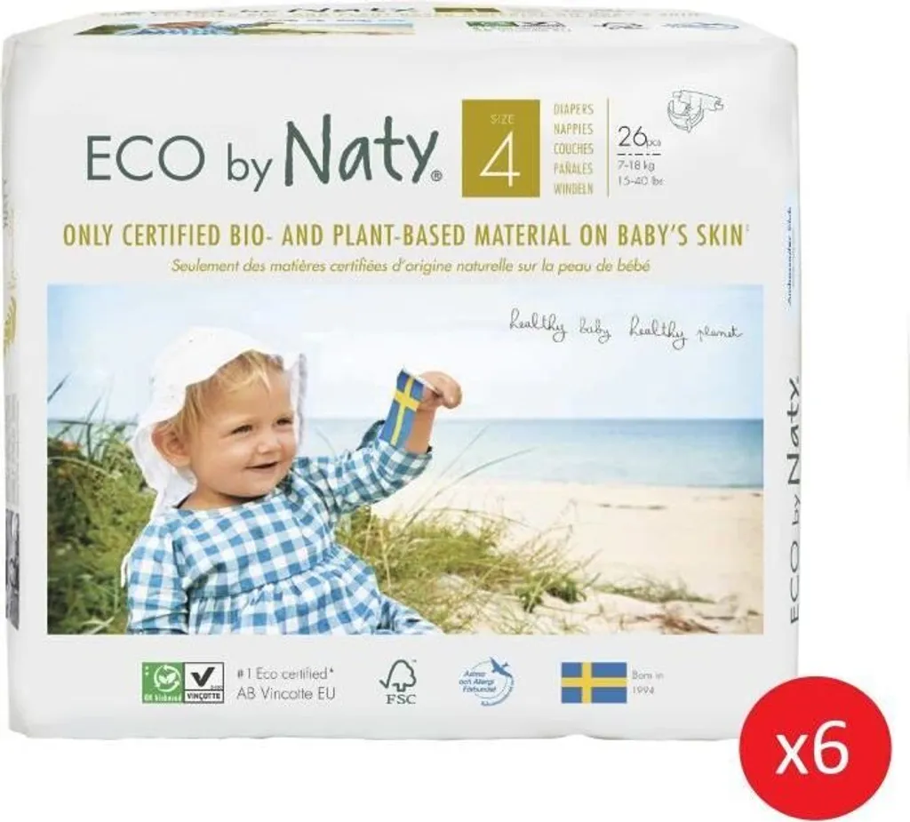 Lot de 156 Couches Écologiques Taille 4 Naty Maxi pour Bébé 7-18kg