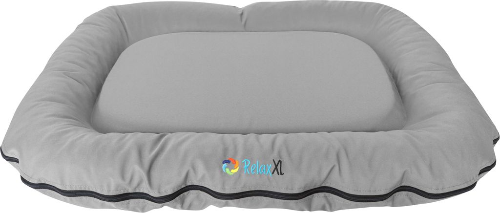 RelaxXL orthopädisches Outdoor-Hundekissen LUNA, Waschbar, Grau, Größe M: 90x70cm (Liegefläche: 70x45cm)