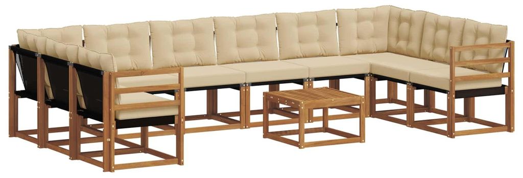 vidaXL Outdoor-Sofagarnitur mit Kissen 11 pcs Natur und Beige