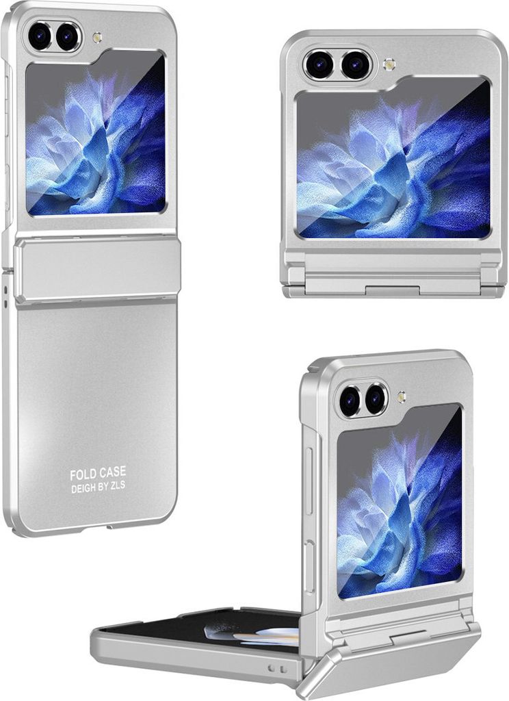 Hülle für Samsung Galaxy Z Flip 6 / Z Flip 7 FE Elektroplatte Hart PC Schutzhülle mit Scharnierschutz Silber