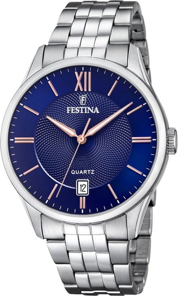 A close-up studio shot of a men's wristwatch against a white background.
