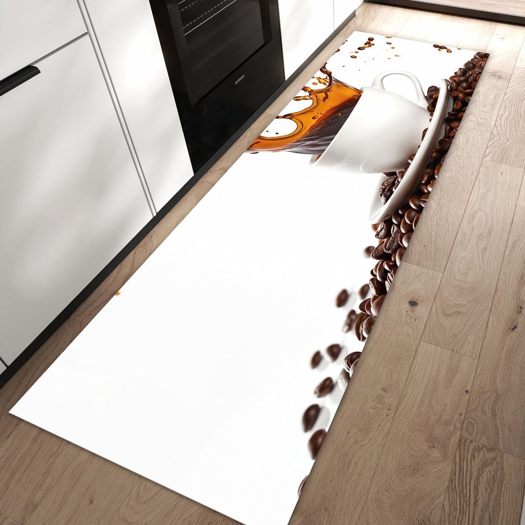 Küchenteppich 60x90cm rutschfest & abwischbar PVC Läufer - Kaffeespritzer