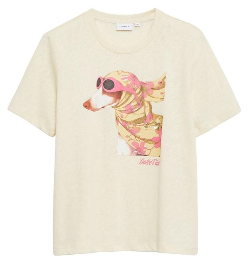 Comma Damen Kurzarm T-Shirt in Weiß, Größe 34