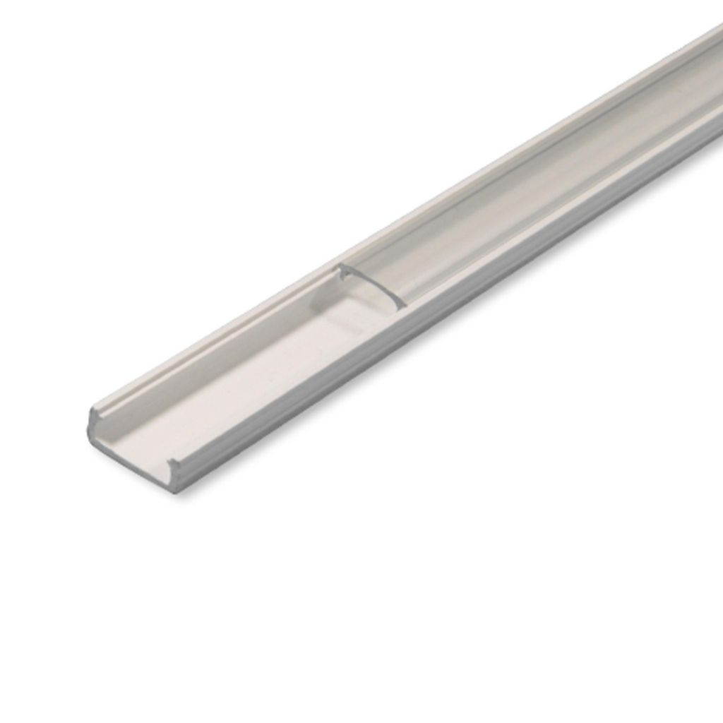MasterLED LED Slim Profil PVC 16x7mm Weiß 2m – Flache LED Leiste Aufbauprofil mit klarer Abdeckung – Mini Schiene Lichtleiste