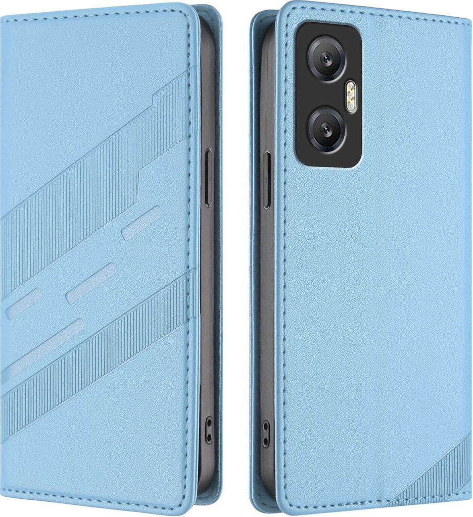 Hülle für Infinix Hot 20 5G, Kunstleder Brieftaschen Handyhülle mit Kartenfach und Standfunktion Hellblau