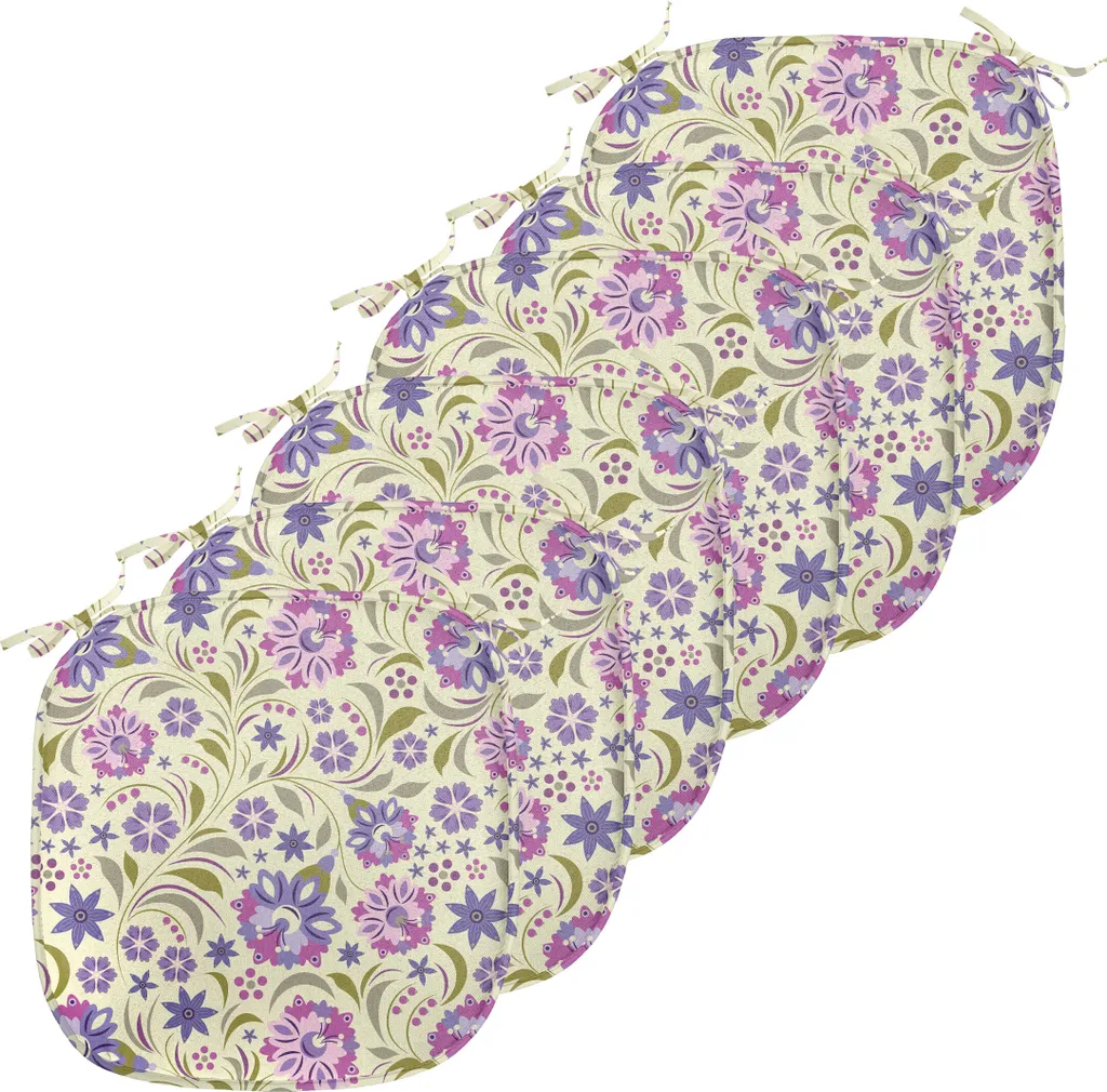 ABAKUHAUS Lot de 6 Galettes de Chaise 40x40 cm - Vert et Violet Pâle