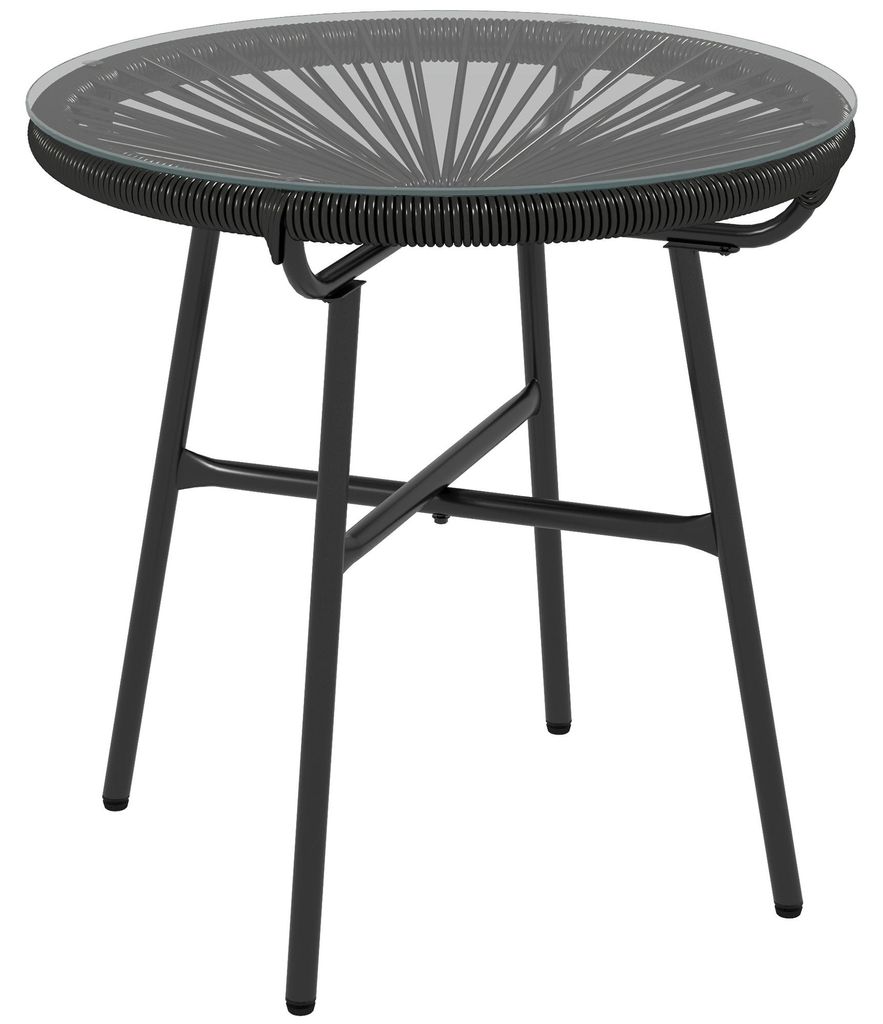 Outsunny Ratten Beistelltisch, Runder Bistrotisch Produktbild 