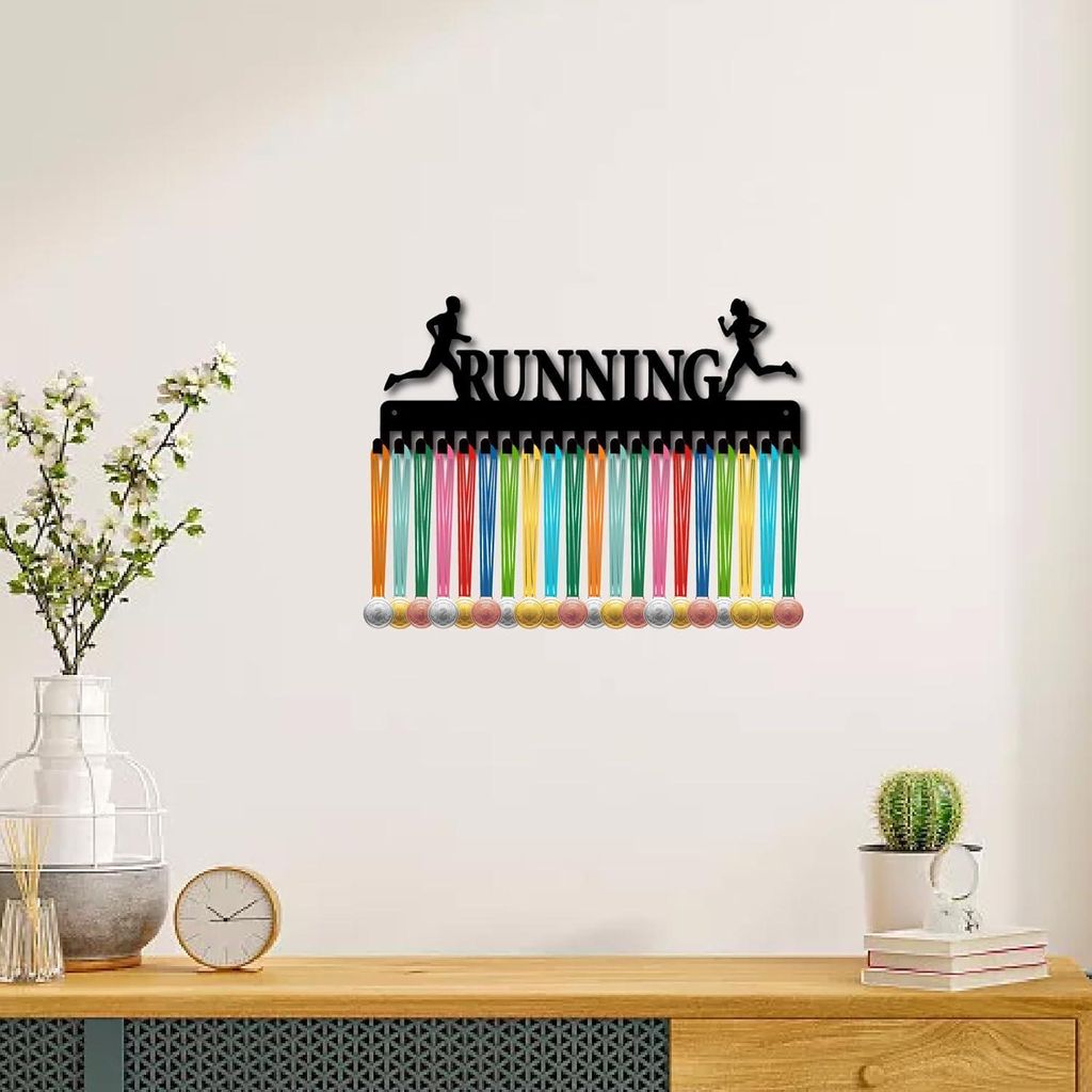 Medaille Halter Display - Sport Rack Wandmontage Rahmen für 60+ Medaillen - Marathon Athlet Medaille Haken Organizer