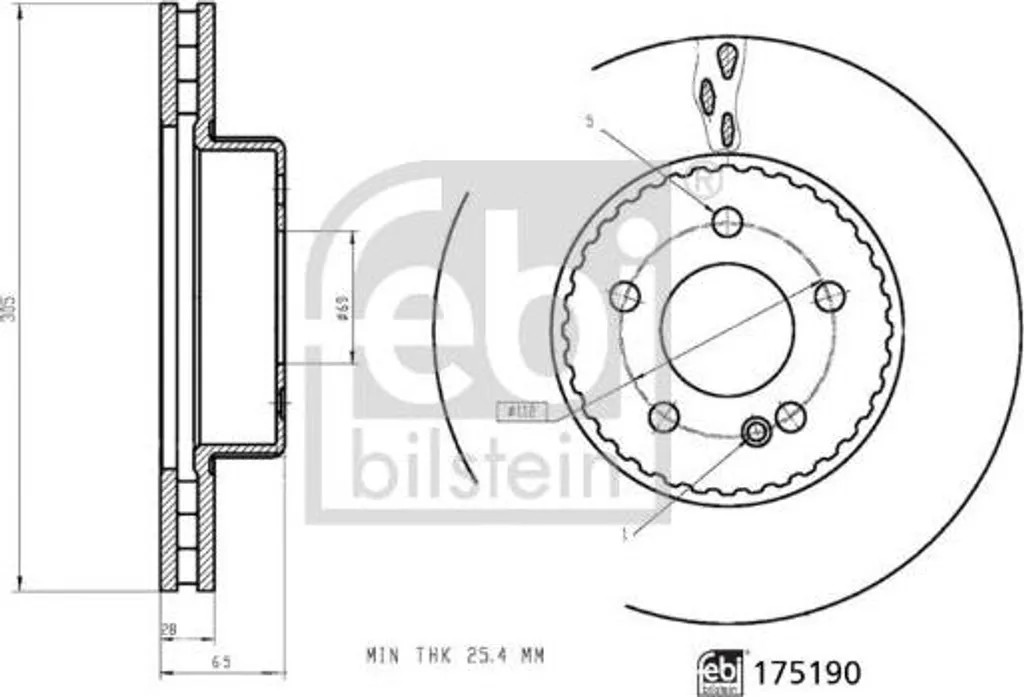 Disque de frein FEBI BILSTEIN 175190 pour Classe C et E OE A0004212512