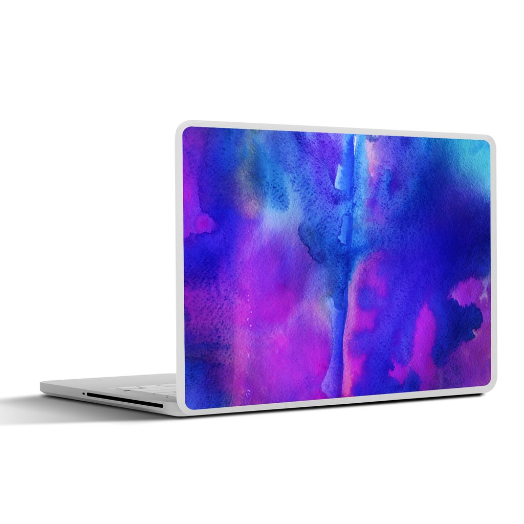 MuchoWow Laptop Aufkleber Sticker Cover Aquarell - Blau - Farbton - Violett 30x21 cm - Sticker für Laptop - Selbstklebend