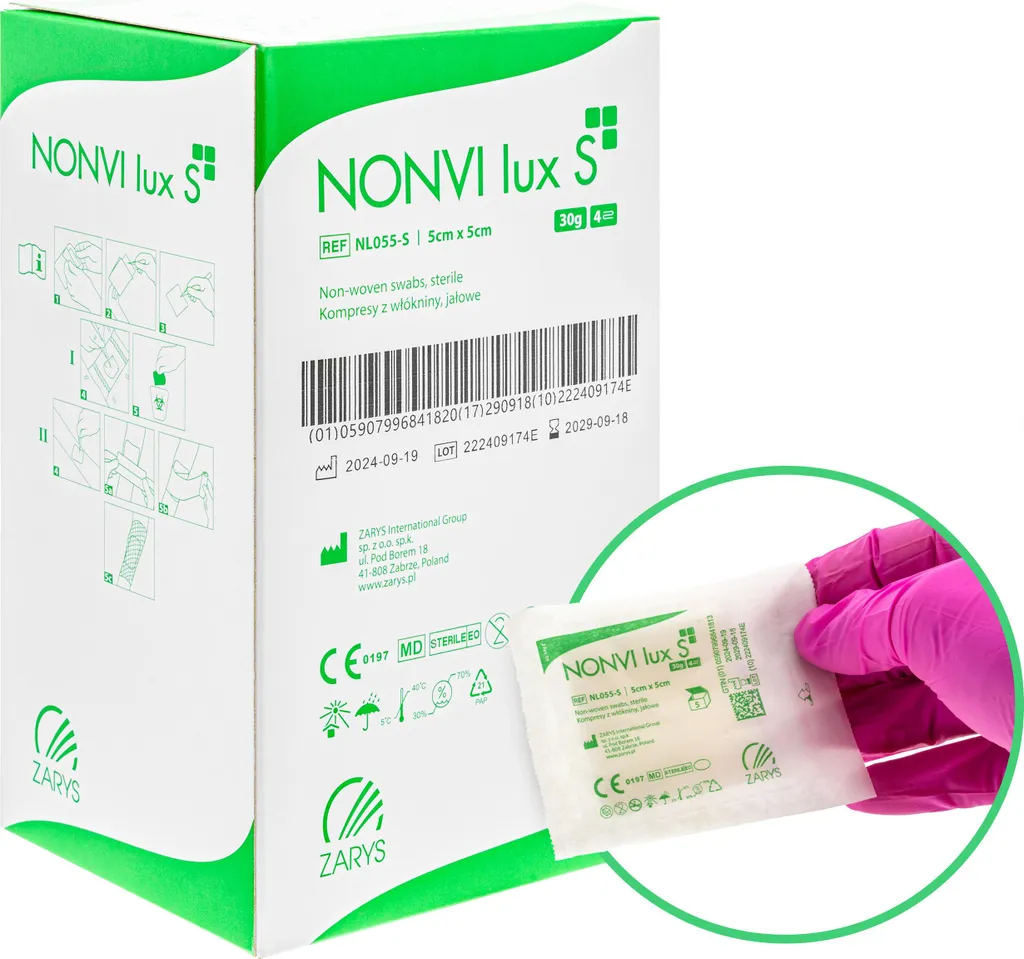Stock ZARYS NONVI LUX S 5x5cm | Medicazione Sterile TNT per Cliniche
