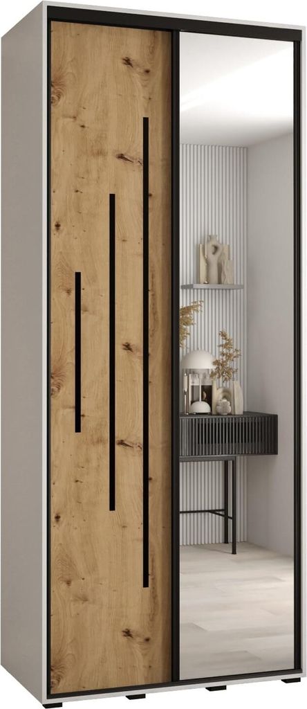 MEBLE KRYSPOL Davos 13 Schrank, zwei Türen - 235,2x100x45 cm - Weiß Artisan Schwarz