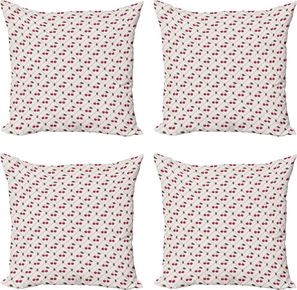 ABAKUHAUS Schokolade Kissenbezug Set (4 Stück), Diamant zeichnet mit Kirsche, Moderner Doppelseitiger Digitaldruck, 60 cm x 60 cm, Magenta Kakao u...