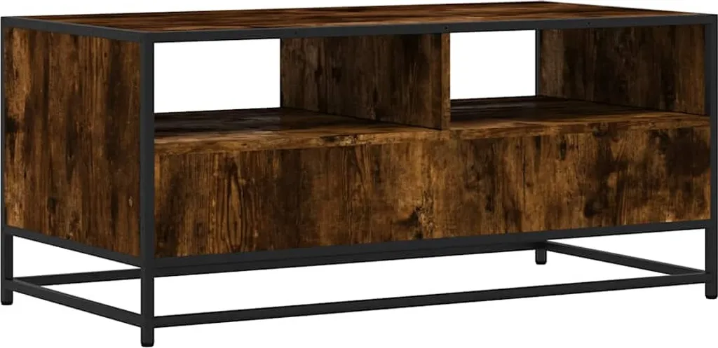 Tavolino in rovere fumé 100x50x45 cm materiale a base di legno e metallo