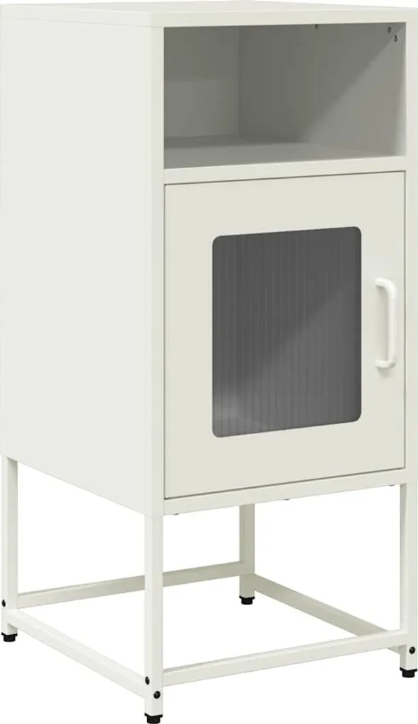 SYFAX™ Comodino Design Industriale Bianco 36x39x78cm Acciaio