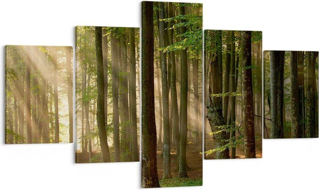 Bild auf Leinwand - Leinwandbild - Wald Baum Natur - 125x70cm - Wand Bild - Wanddeko - Wandbilder - Leinwanddruck - Bilder - Kunstdruck - Wanddekor...