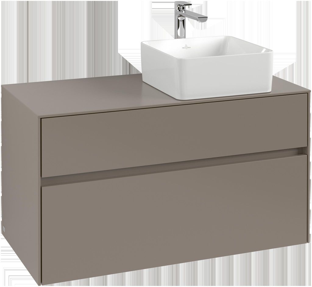 Villeroy & Boch Collaro Waschbeckenunterschrank, wandhängend, 2 Auszüge, Waschbecken rechts, 1000x548x500mm, C04000VM
