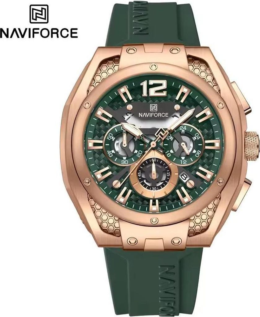 NAVIFORCE MA-38615 Herren Uhr - Sportlich, Grün/Braun, Chronograph KP38615