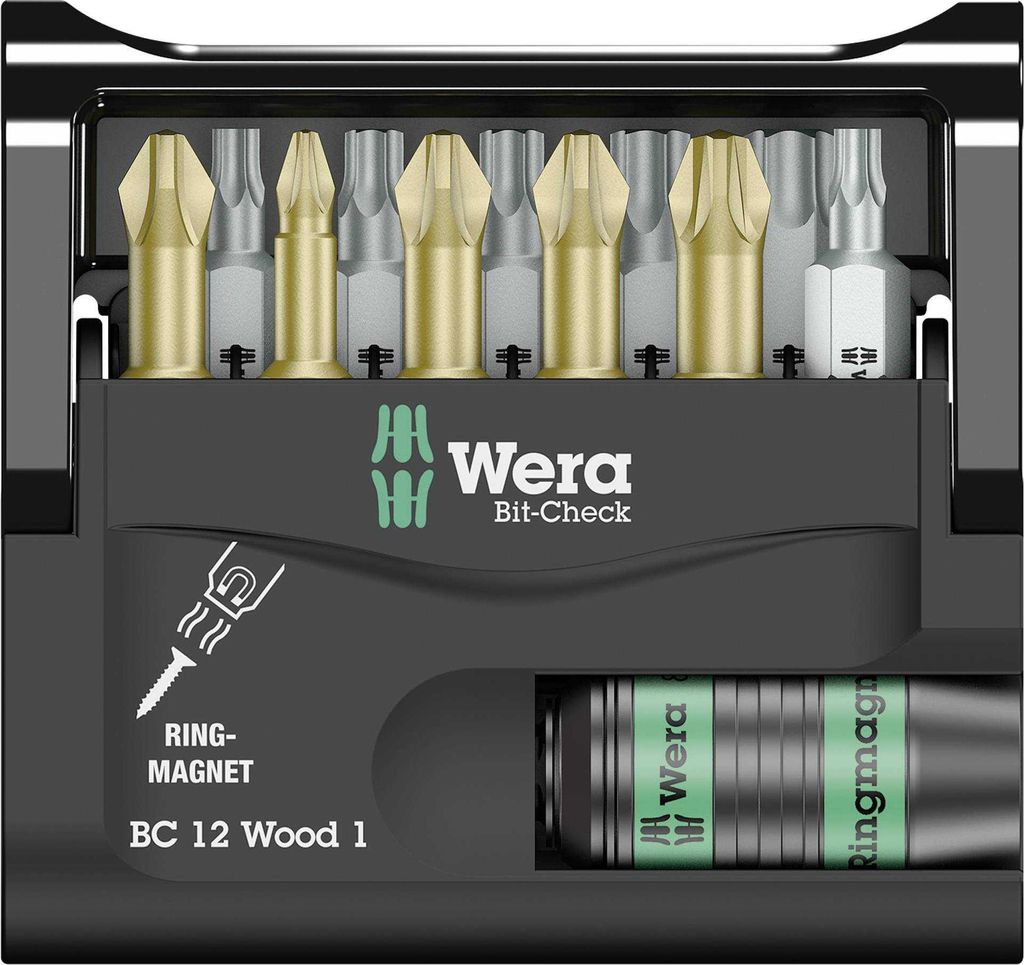 Wera Bit-Check 12 Wood 1 - Schraubendreherbit und Bit-Halterset