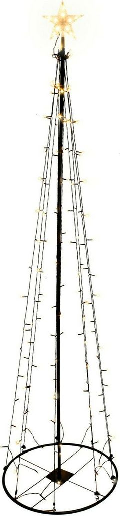 A tall, cone-shaped LED Christmas tree with a star on top, set against a white background.