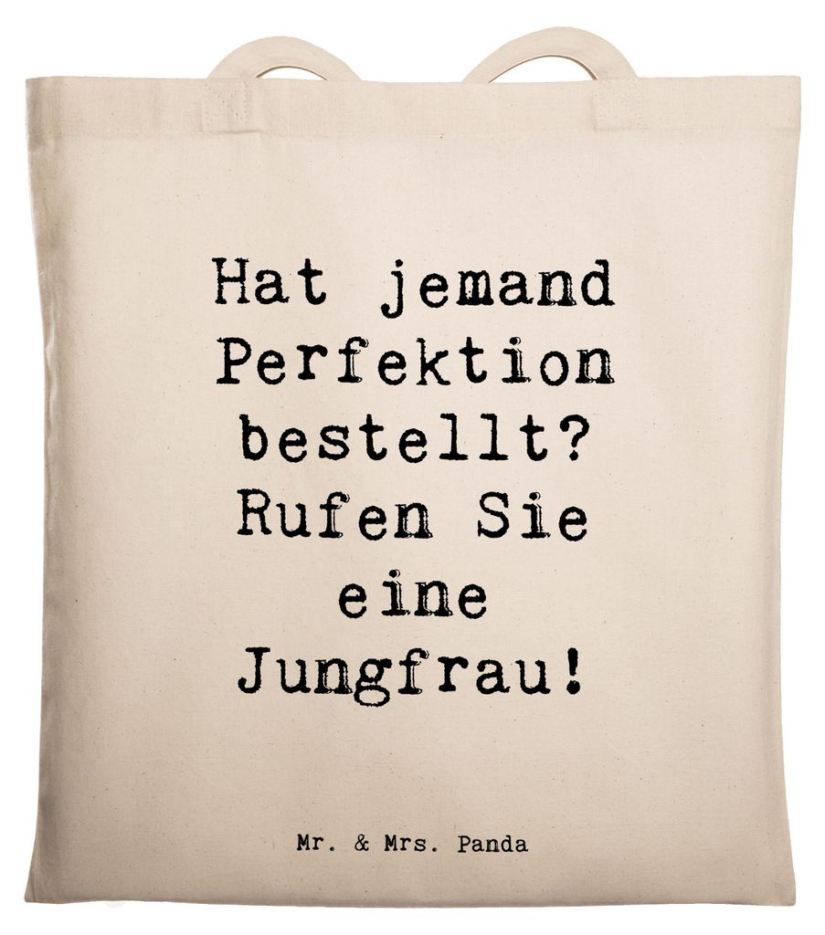 Mr. & Mrs. Panda Jutetasche Spruch Jungfrau Perfektion - Transparent - Geschenk, Geschenke Astrologie, Sternzeichen, Zuverlässigkeit, Laptoptasche...