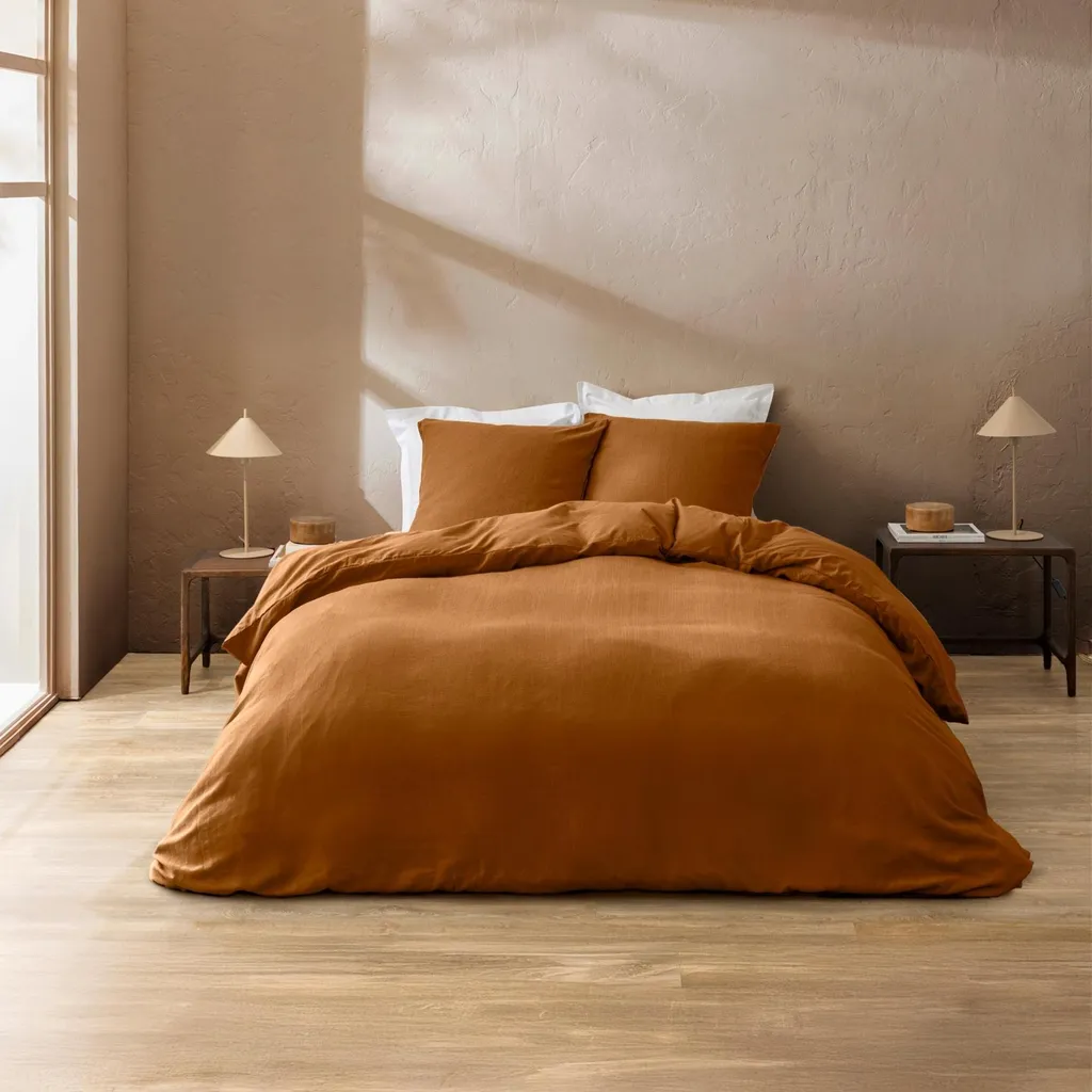 Housse de couette Douceur d'Intérieur Clara Coton 240x220 cm Marron