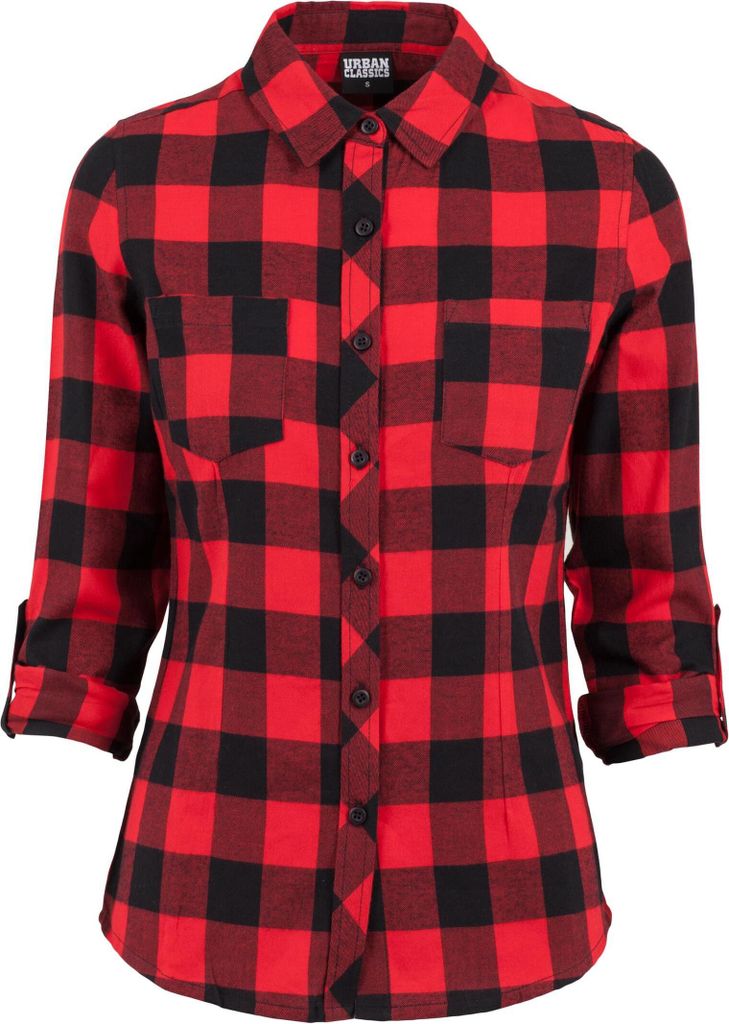 Urban Classics Kariertes Hemd für Frauen Inhous rot schwarz XS