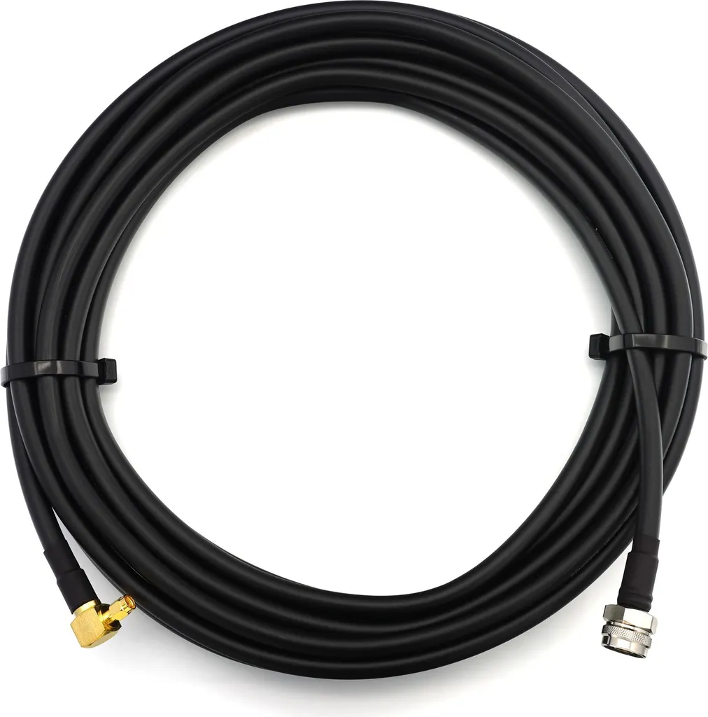 Cavo coassiale SMA maschio ad angolo retto a N maschio esagonale 5 m IP67 - LMR400 UF UltraFlex equivalente - 3