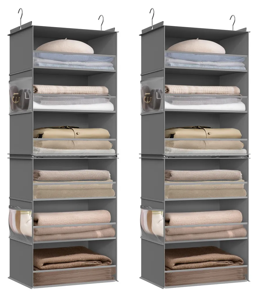 Rangement suspendu pliable peu encombrant avec séparateurs en bambou