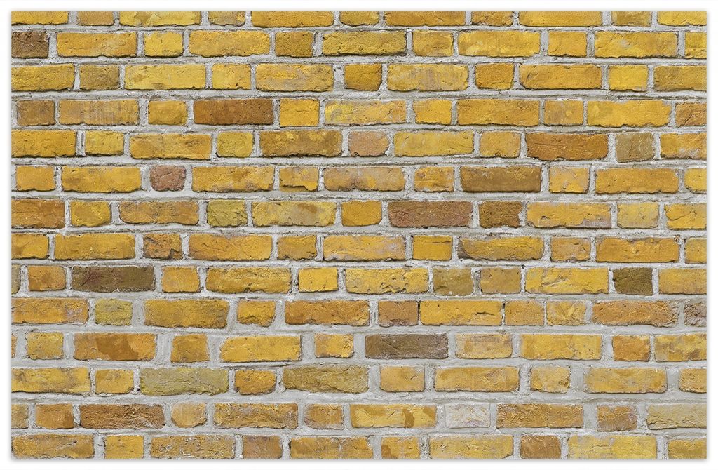 Wallario Premium Teppich, Größe 90 x 140 cm, Ziegelsteinwand in gelb - Backsteine