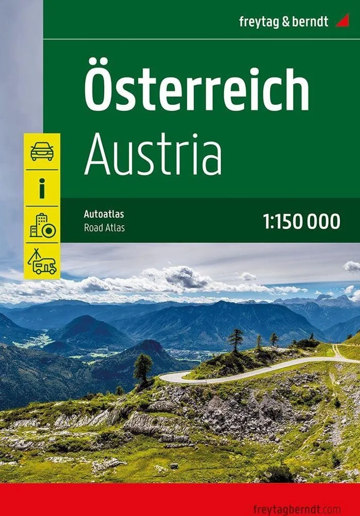 Atlas Automobile Rakousko 1:150 000 avec Détails Touristiques et Relief