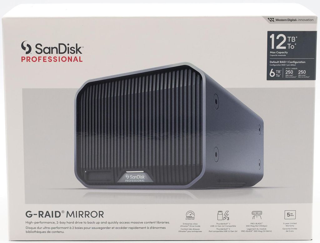 SanDisk Professional G-RAID MIRROR 12TB Thunderbolt 3 externe HDD USB-C 3.1