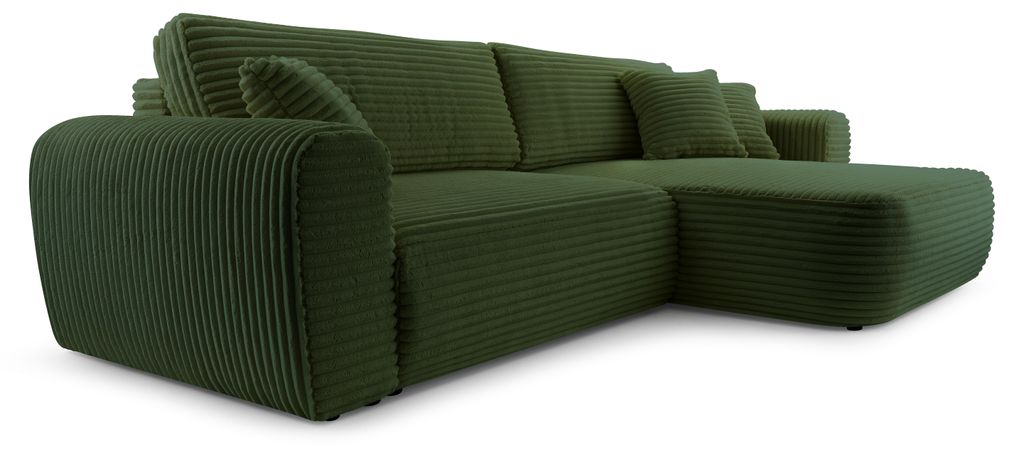 Masseno Ecksofa VIVA mit Schlaffunktion L-Form, Sofa mit Bettkasten, Wohnzimmersofa, Couch, Soffa, Bettsofa, Couchgarnitur- Grün, TILIA 39