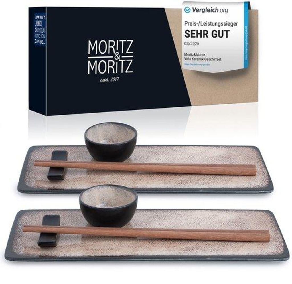 Gourmet-Dinner-Set für 2 Personen - 10-teilig - Porselein und Sandelholz